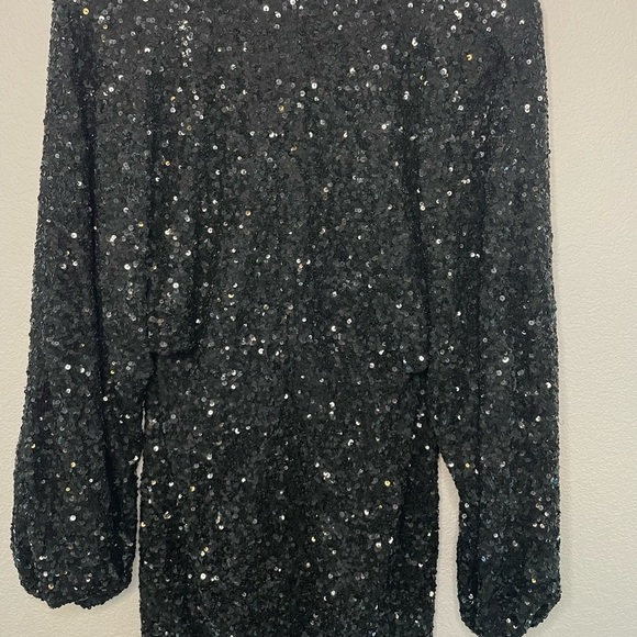 Retrofete dress mini sequin sz large Black long sleeve - Picture 5 of 7